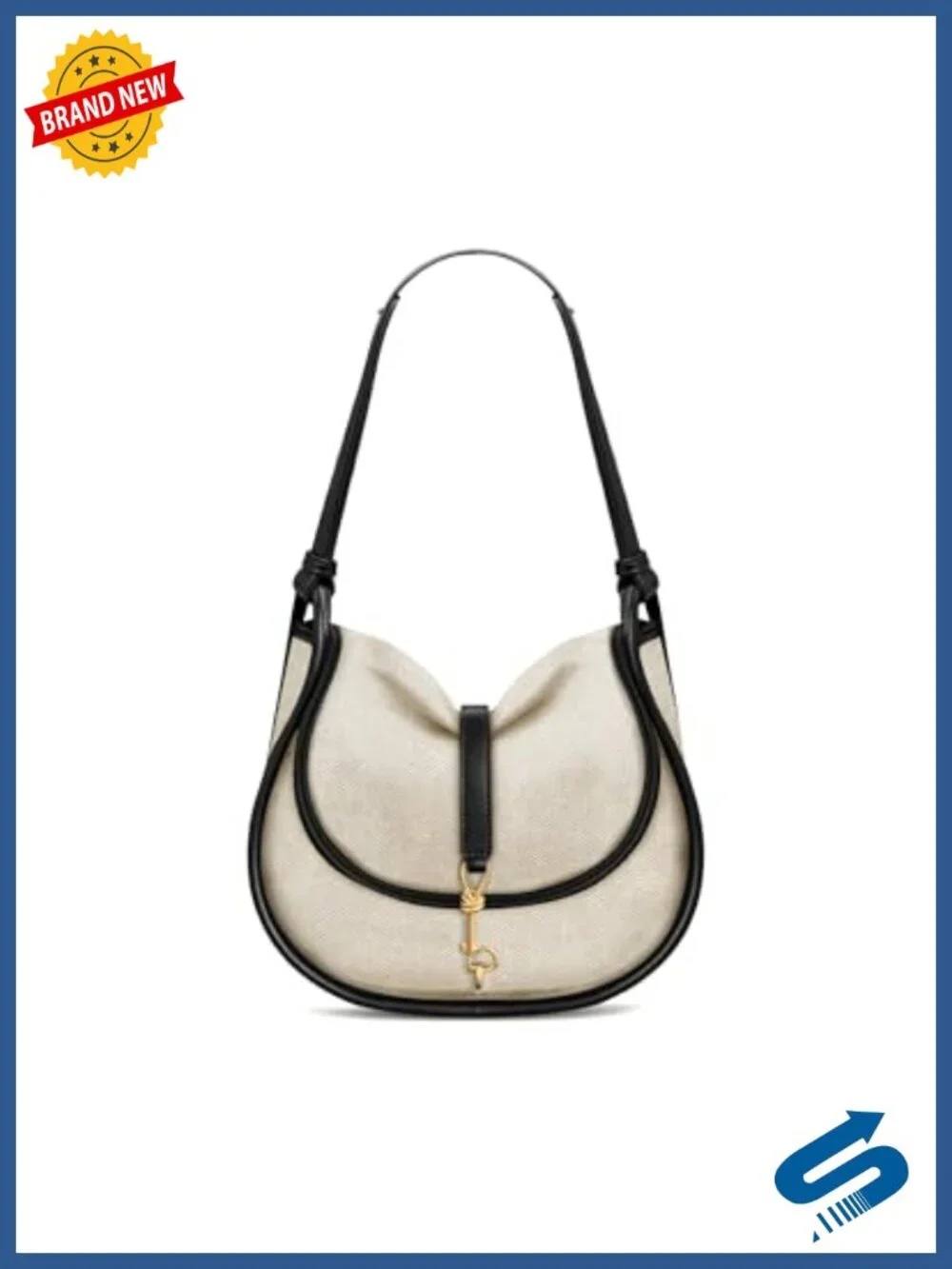 Canvas Hobo Bag with Gold Hardware, Detachable Crossbody Strap